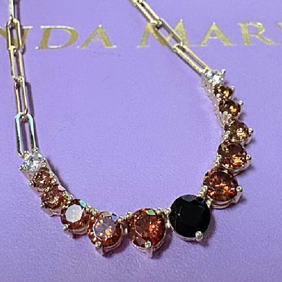 Not Your Basic Graduated Ombre Samantha Tennis Necklace Goldtone NWT *FIRM* - Picture 1 of 4